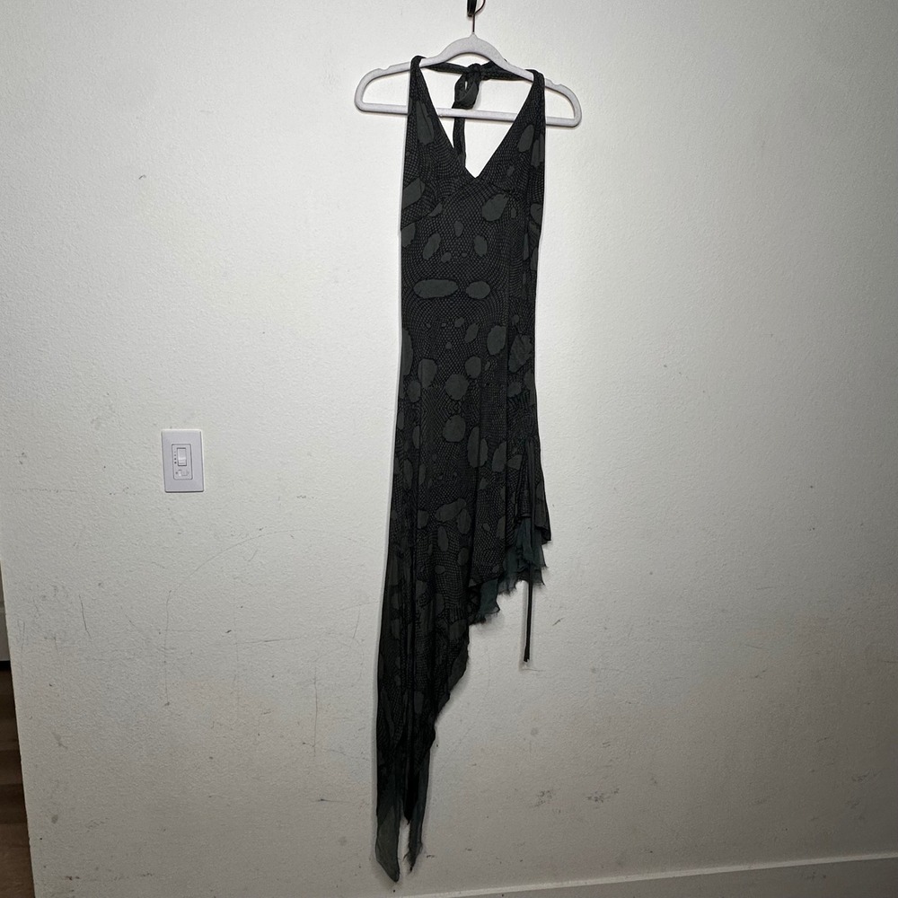 Religion Womens Halter Neck Asymmetric Handkerchief Hem Grunge Dress Gothic